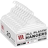 Mainetti Kids White Plastic Clothes Hangers 20 Pack | 15-Inch Toddler Hangers with Notches for Straps | Space Saving and Ideal for Shirts, Tops, Dresses, Sweaters and More (472PWS20)