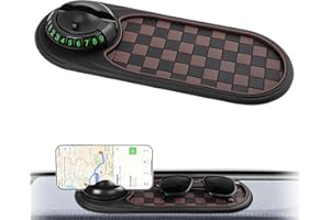 XBEGIX Multifunction Car Anti-Slip - Rotatable Anti Skid Dashboard with Phone Holder - Car Gadgets - Large for Phones Sunglasses Keys - Universal Car Anti Slip with Temporary Parking Number (black 02)