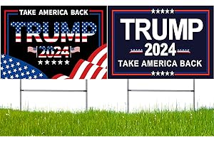 HXXF Trump Yard Signs 2024 with H-Stakes, 2 Pack 16" x 12" Double Sided Trump Yard Signs, Trump Take America Back Signs, Placard Voted for Trump Outdoor Lawn Yard Garden Decoration