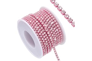uxcell 10 Yard Crystal Rhinestone Close Chain Trim, Crystal Rhinestone Diamond Strips for DIY, Rhinestone Bling Sewing Embell