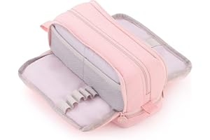 CICIMELON Large Capacity Pen Pencil Case with 4 Compartments, Multi-Slot Pencil Pouch Bag Aesthetic School Supplies Organizer for Teen Girls, Women, Adults (Pink)