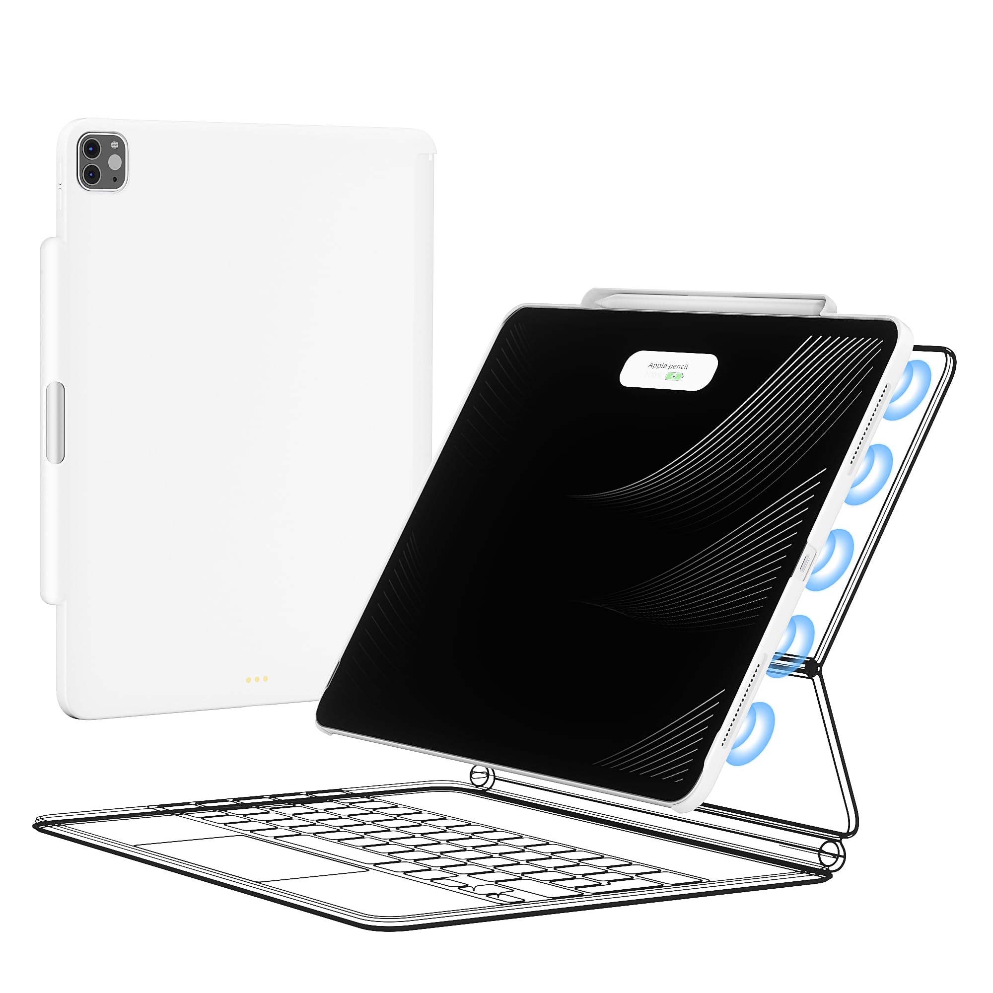 Photo 1 of Mytrix iPad Pro Case 12.9 inch Compatible with Magic Keyboard & Smart Keyboard Folio (Keyboard Not Included), Magnetic Slim Cover with Pencil Holder for 2018-2022 iPad Pro 12.9" 3rd-6th Gen-White