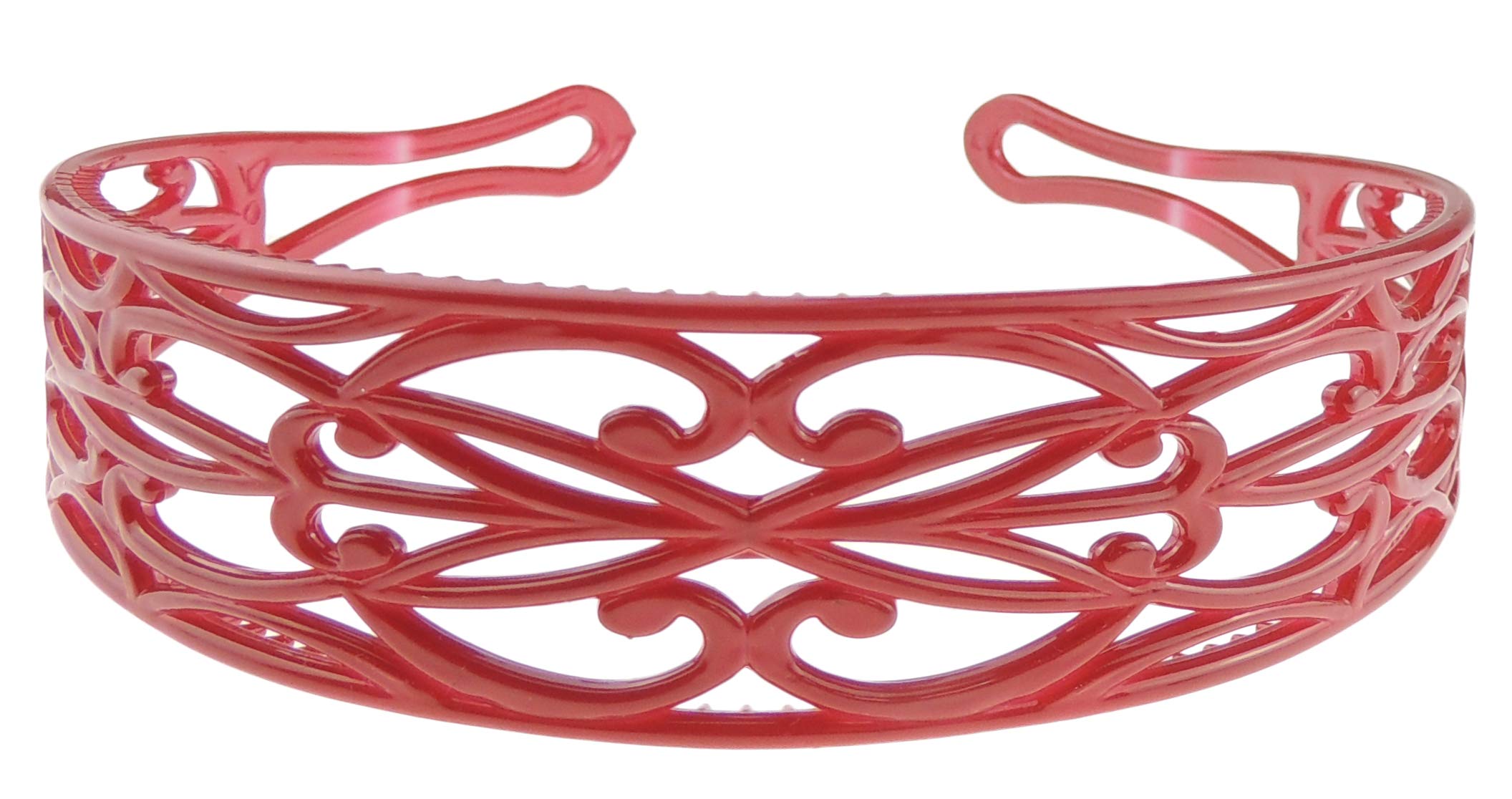 GIRLS SMALL HEAD LADIES School Uniform Work Gym Yoga Birthday Party Hair Accessories Plain Plastic Wide Scroll Floral Swirls Stencil Short Long Hair Headband Alice Band Hairband (Burgundy)