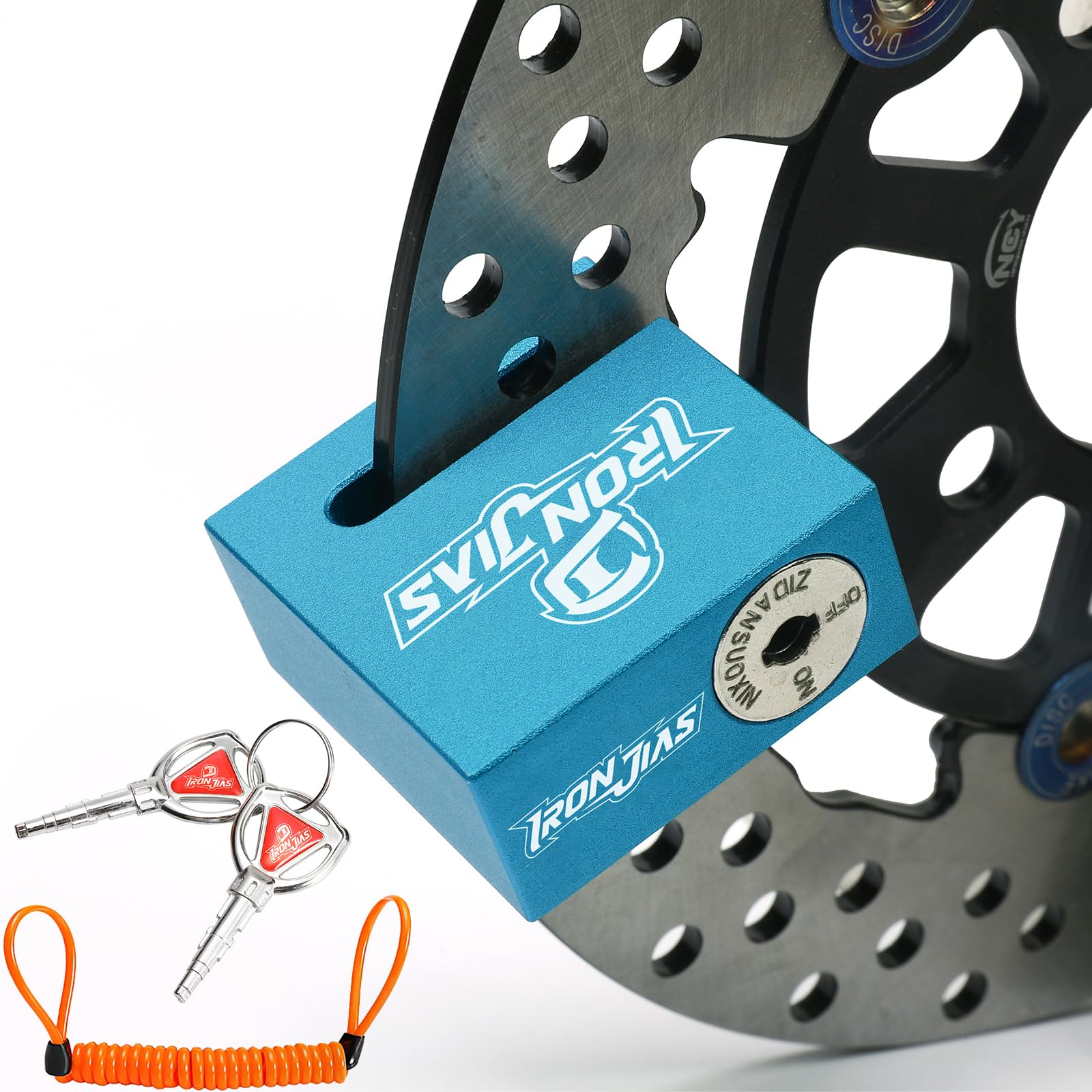 Motorcycle Disc Lock Anti-Theft Wheel Brake Lock Waterproof Alloy with Reminder Cable and 2 Keys, Alarm-Free for Motorbike, E-Scooter, Mountain Bike