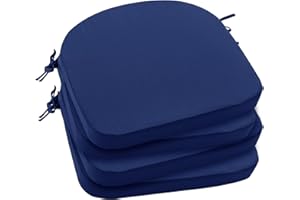 SUMMSUN Outdoor Chair Cushions Set of 4: Waterproof & Fade Resistant Patio Furniture Cushions - 17L x 16W x 2H Inch Non Slip Round Corner Seat Cushion Pads with Removable Cover for Garden Yard Lawn, Navy