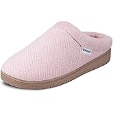 isotoner womens Indoor/Outdoor Slip-on Diamond Microterry Gemma Clog Slippers With Memory Foam Comfort