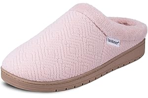 isotoner womens Indoor/Outdoor Slip-on Diamond Microterry Gemma Clog Slippers With Memory Foam Comfort
