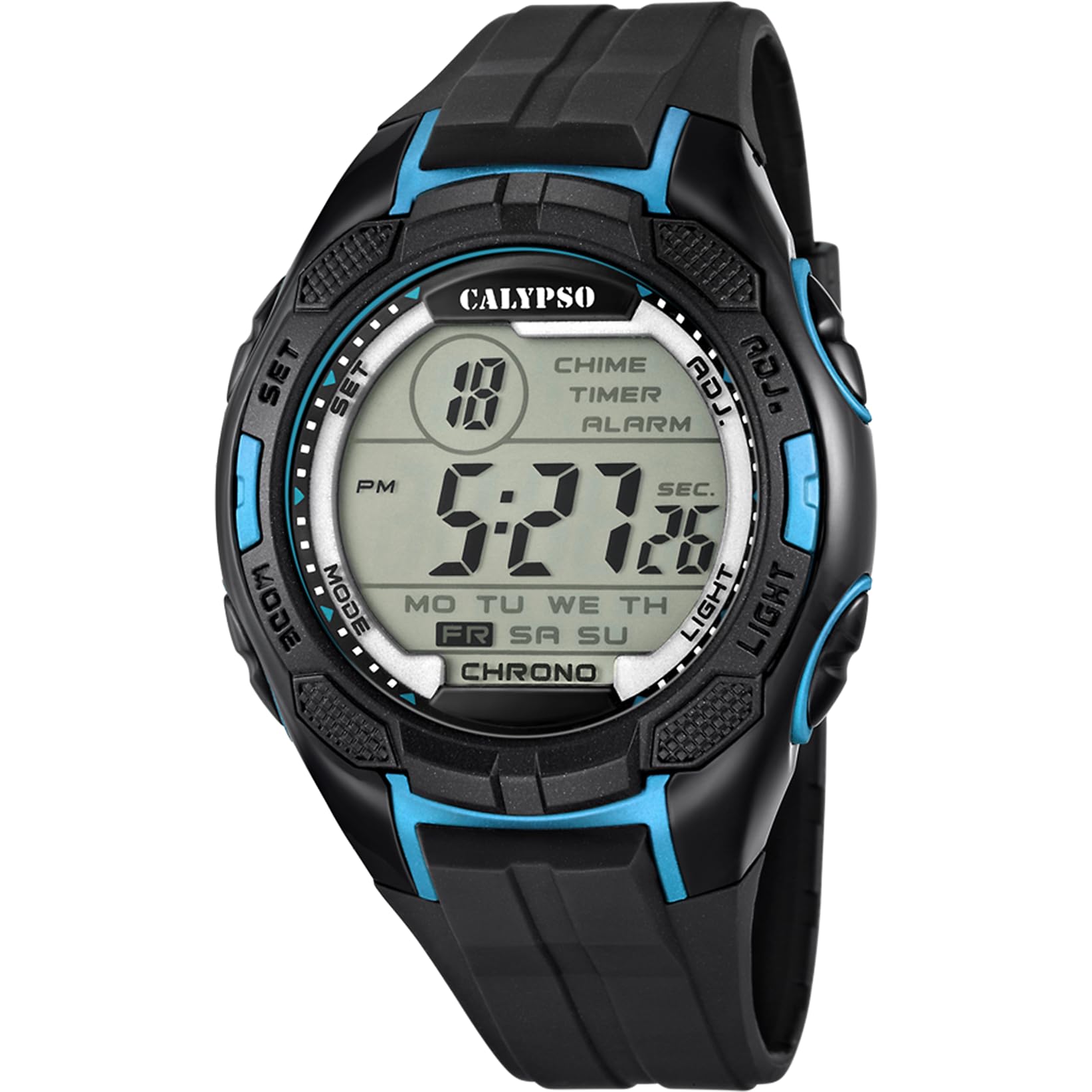 Calypso Men's Digital Watch with LCD Dial Digital Display and Black Plastic Strap K5627/2