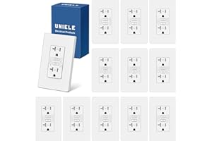 UNIELE 12 Pack Tamper Resistant 20 Amp GFCI Outlets, Super Slim Design, 20A GFI Receptacle with LED Indicator, Ground Fault Circuit Interrupter, Screwless Wallplate Included, White