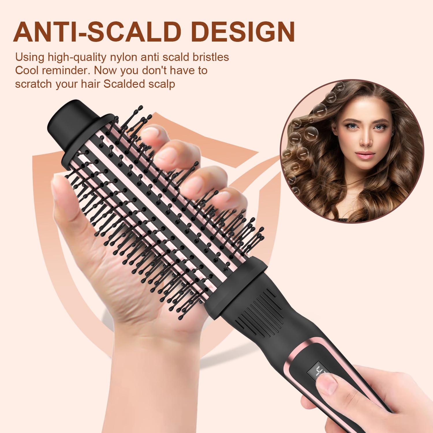 1.5 Inch Curling Iron Brush Volumizing Heated Round Brush (Ceramic Tourmaline, Ionic, Rose Gold, Multifunctional Styler Curling Wand)