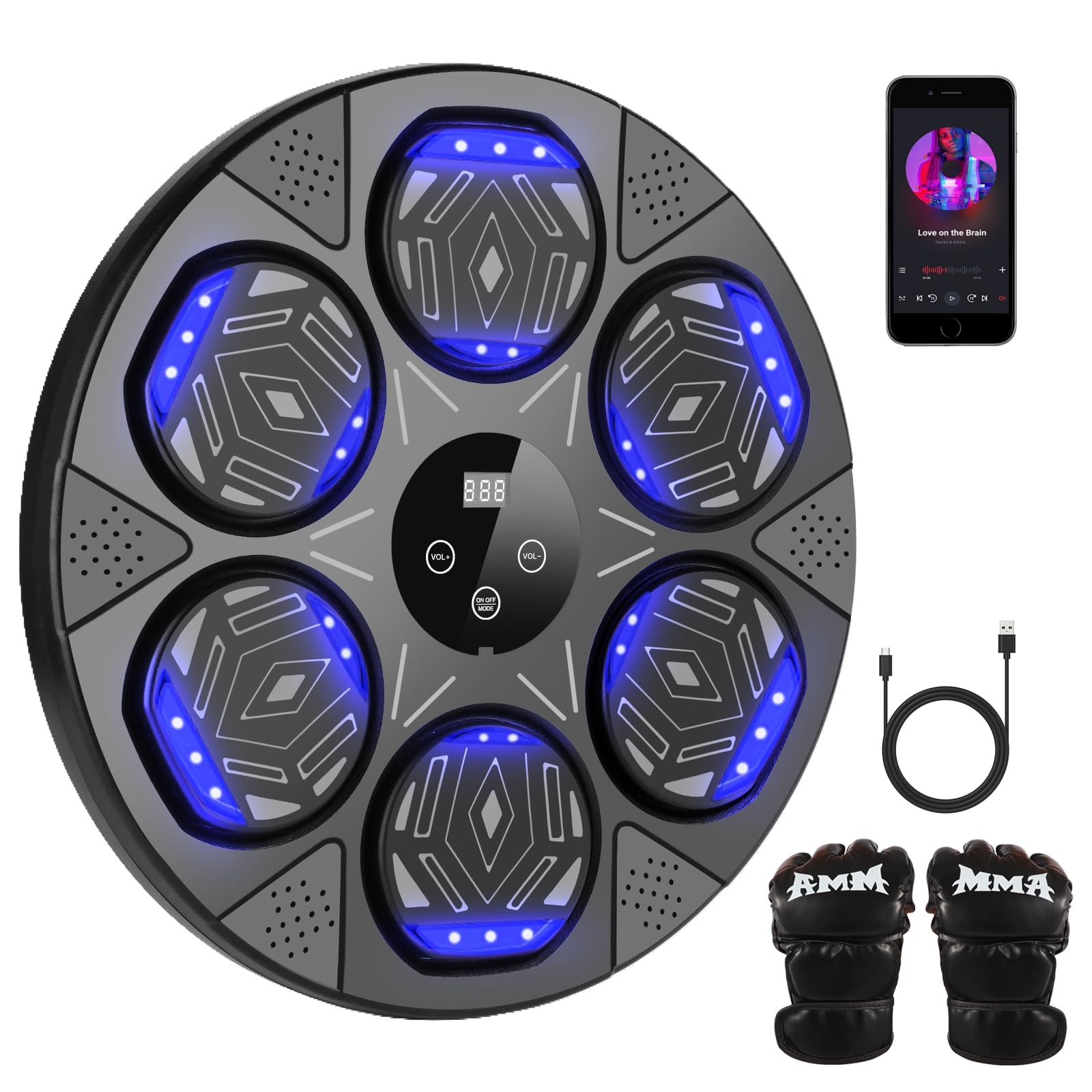 Photo 1 of 2025 Upgrade Music Boxing Machine, Boxing Machine Wall Mounted, Bluetooth Smart Boxing Training Machine, Boxing Gloves for Kids Adult, Boxing Wall Mount Machine for Home, Office, Gym(Black)