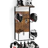 HDPRHGRD Motorcycle Helmet Wall Mount, 4-Helmet Capacity | Customizable Perforated Boards, Space-Saving Wall-Mounted, Suitable for Garage, Bedroom, Durable Steel Construction