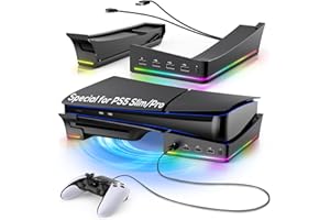 Horizontal Stand with RGB Light for PS5 Pro/Slim Console, Laydown Base Holder for PlayStation 5 Pro with 14 Colorful Light & 