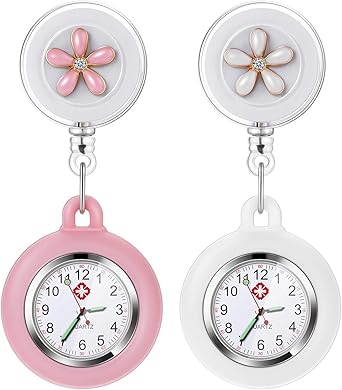 Vintoney Reloj de Enfermera, Reloj de Bolsillo Médico, 2PCS Reloj de Bolsillo de Cuarzo con Broche para Colgar, Relojes de Doctor Resistente al Agua ...