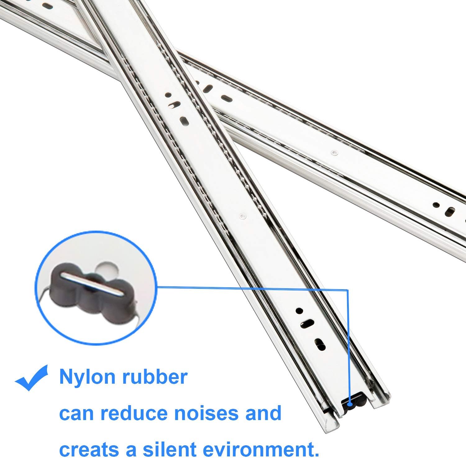 6 Pair of 18 Inch Hardware Full Extension Side Mount Ball Bearing Sliding Drawer Slides - - 