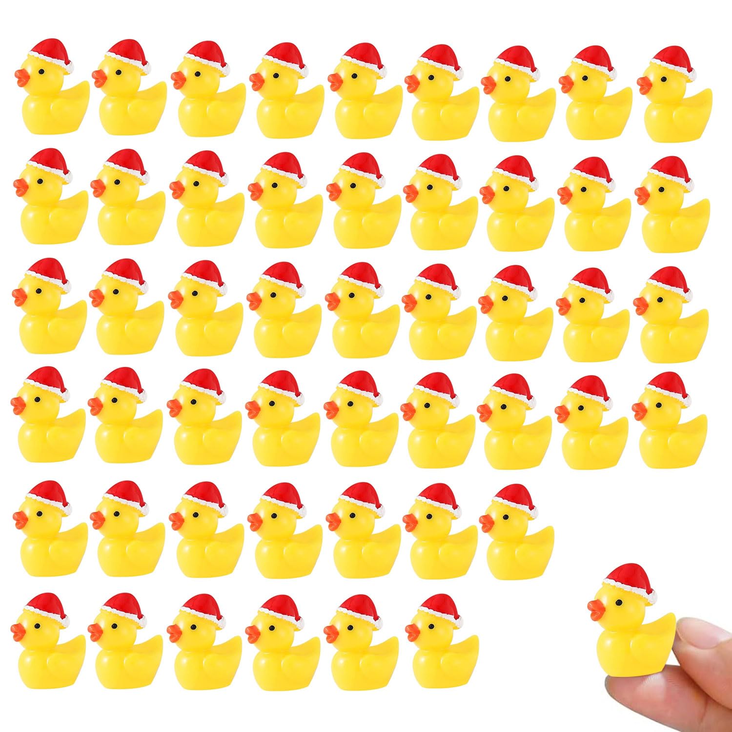 50Pcs Mini Resin Ducks, Mini Christmas Ducks Miniature Duck Figures Ornament for Craft, Dollhouse, Garden Decoration, Home Decorations Christmas Party Favors Gift