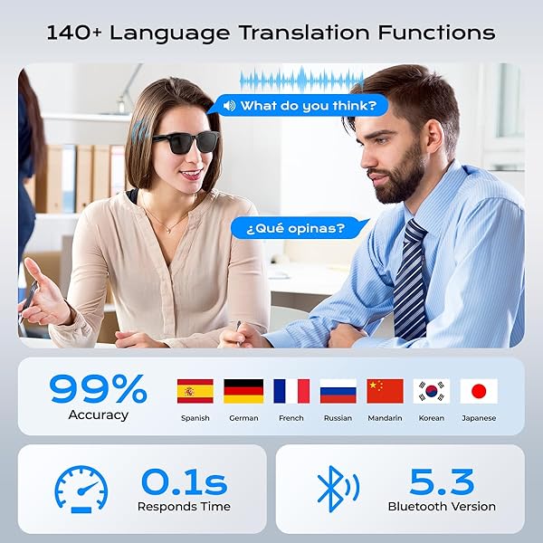 XO SIMPLE IS BEAUTY AI SMART GLASSES,HD 1080P CAMERA GLASSES WITH VIDEO RECORDING & PHOTO TAKING,140+ LANGUAGE REAL-TIME TRANSLATION GLASSES PERFECT FOR TRAVEL, BUSINESS