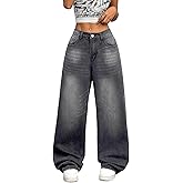 OYICAI Womens Baggy Jeans Wide Leg Denim Pants Y2k 90s Vintage Hip Hop Loose Long Trousers Streetwear