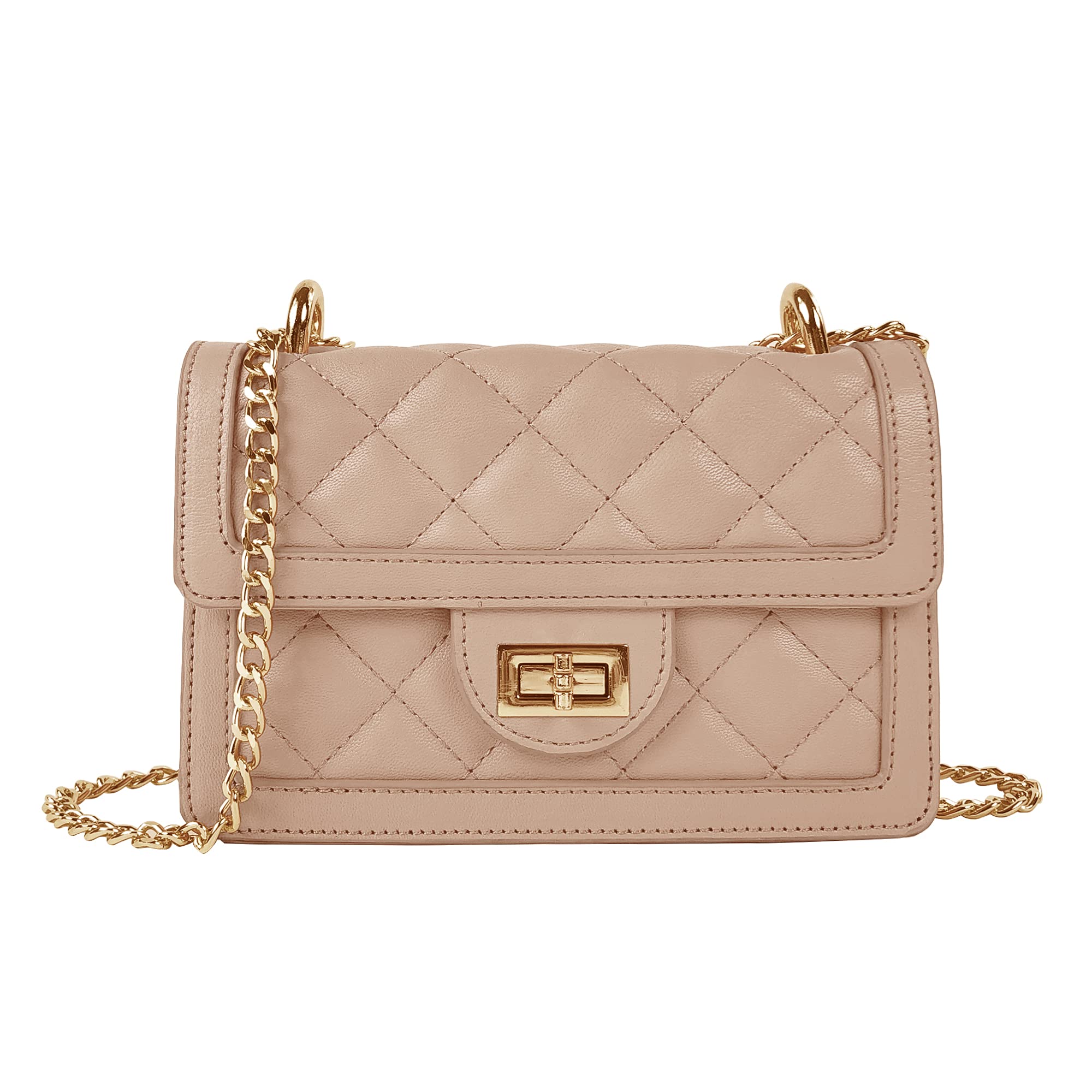 Photo 1 of SG SUGU Small Quilted Crossbody Bag, Trendy Designer Shoulder Bag, Phone Wallet Purse for Women (Nude)