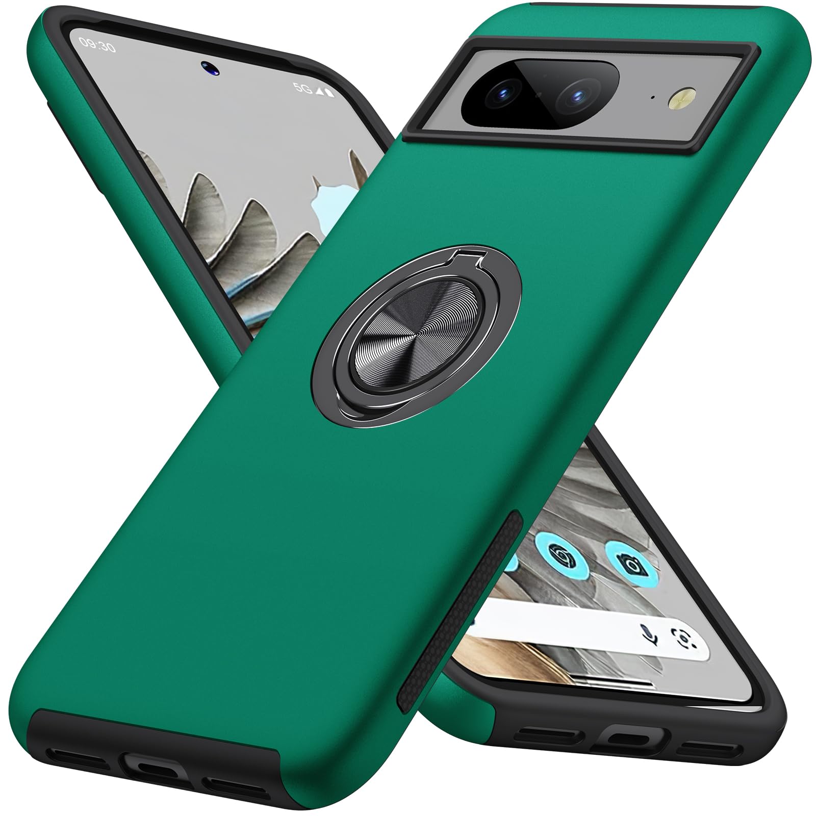 AOUIA for Google Pixel 8 Case with Stand, 360° Rotating Built-in Metal Ring Holder, Military Grade Protection, Anti Scratch and Shockproof Case for Google Pixel 8 (Green) — image 1