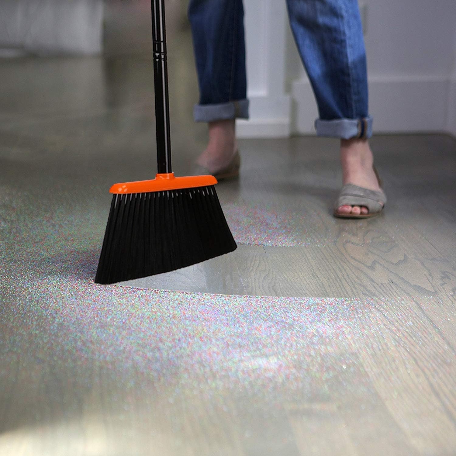 TreeLen Angle Broom and Dustpan Set, Dust Pan Snaps On Broom Handles Orange: Kitchen & Dining