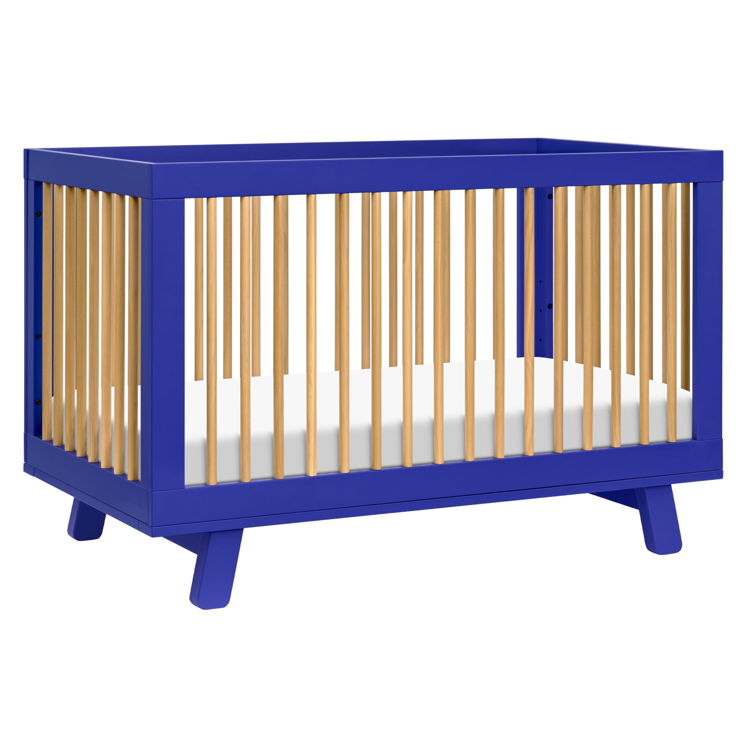 Babyletto Hudson 3-in-1 Convertible Baby Crib with Toddler Bed & Daybed Conversion - Strong, Durable & Easy to Assemble - GREENGUARD Gold Certified w/ 4 Adjustable Mattress Heights - Cobalt and Honey Image Babyletto Hudson 3-in-1 Convertible Baby Crib with Toddler Bed & Daybed Conversion - Strong, Durable & Easy to Assemble - GREENGUARD Gold Certified w/ 4 Adjustable Mattress Heights - Cobalt and Honey Image