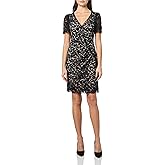 Jessica Howard Womens Short Sleeve Lace Faux Wrap Sheath Dress