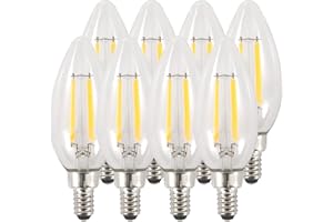 Luminus (8-Pack) B11 LED Filament Chandelier Bulb 40W Eq. (3.5W) 320 Lumens, E12 and E26 Base, (Bright White) 3000K, 15000 Ho