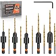 Countersink Drill Bit Set, 11 PCS Counter Sink Drill Bit for Wood, Upgrade 4-Flute #4, #6, #8, #10, #12, Adjustable Depth M2
