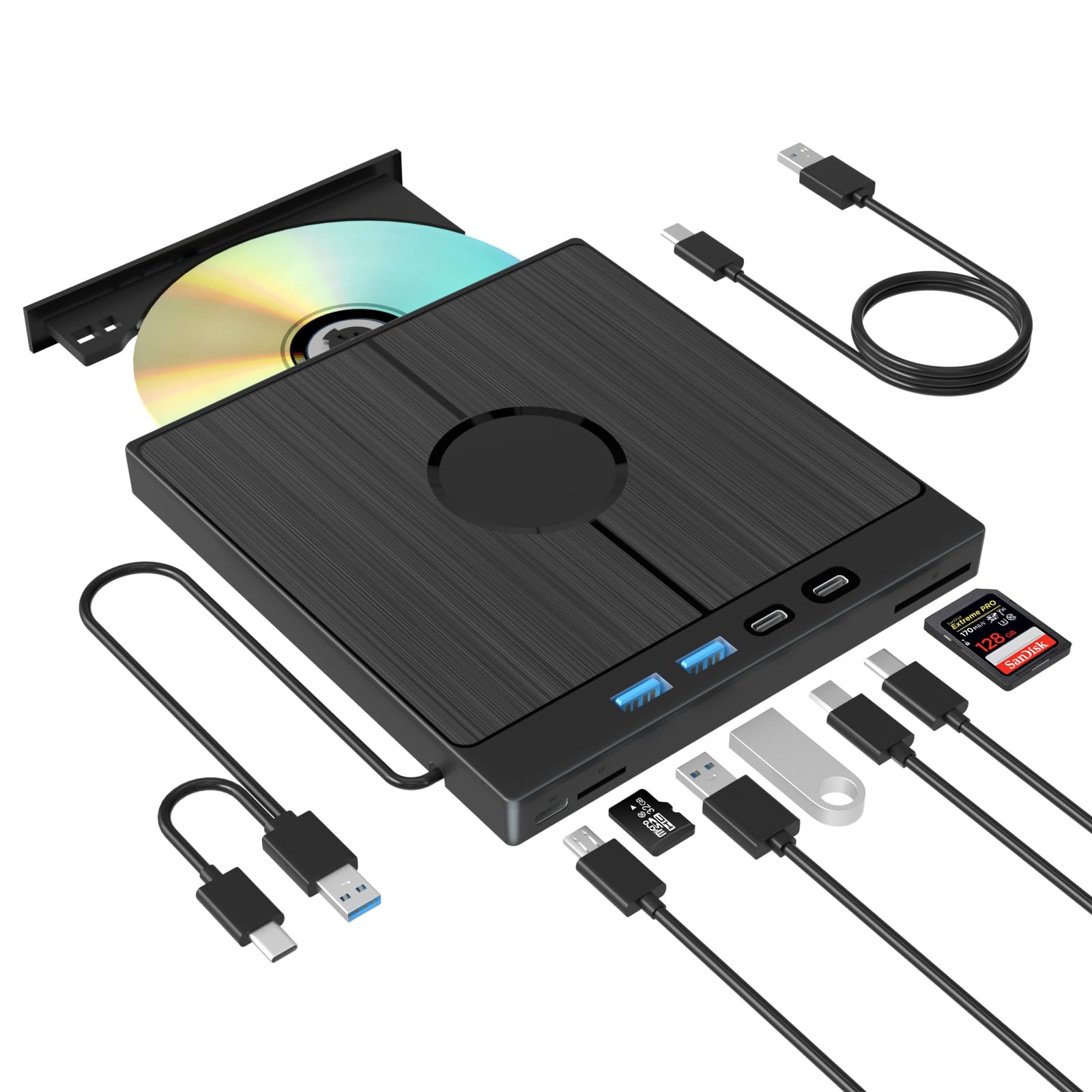 Mua 7 in 1 External Bluray Drive, USB 3.0 Type-C 3D Blu-ray DVD Burner ...