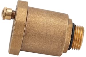 Tyenaza Automatic Air Vent Valve, 1/2" Male Thread Air Vent Exhaust Valve, Brass Automatic One Way Air Vent Valve, Brass
