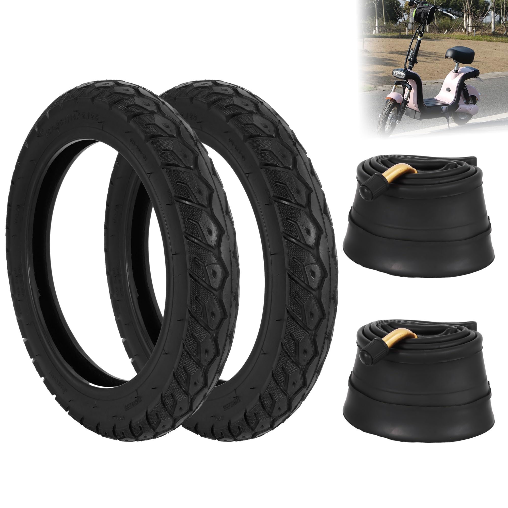 Photo 1 of 14X2.125 E-Bike Tire Tube,SOGIME 57-254 Tire and Inner Tube 2 Packs for Electric Bike Ride-On Scooter