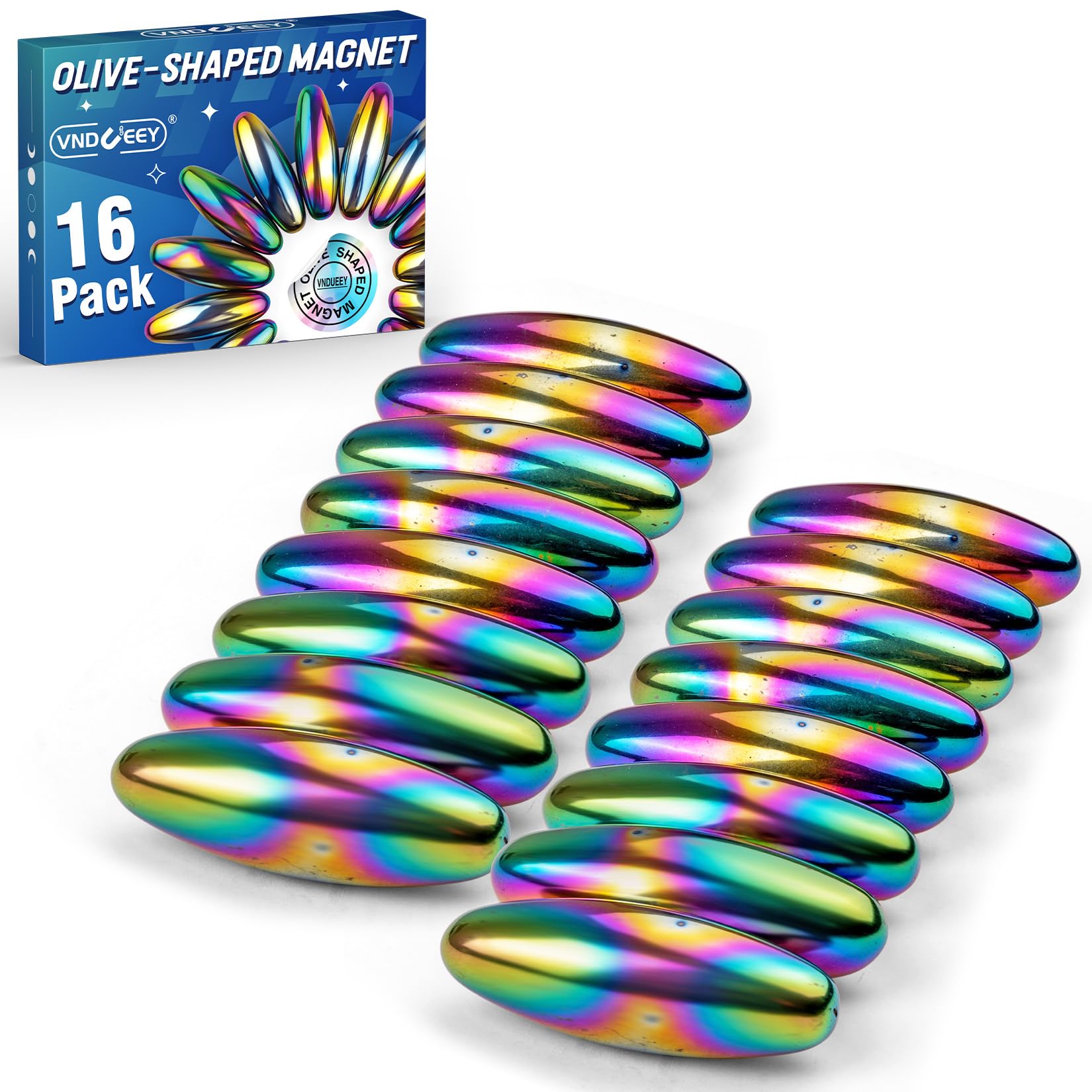 Photo 1 of VNDUEEY Rainbow Ferrite Magnet for Adults, Magnets Rocks Fridge Magnets Desk Accessory for Office (16 Pack)