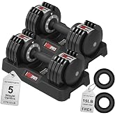 EnterSports 22/44/60/88 LBS Adjustable Dumbbell Quick Adjustment Space-saving Convertible Dumbbell with Non-Slip Handle, Changeable weights Suitable for Women Men Home Office Gym Body Strength Training