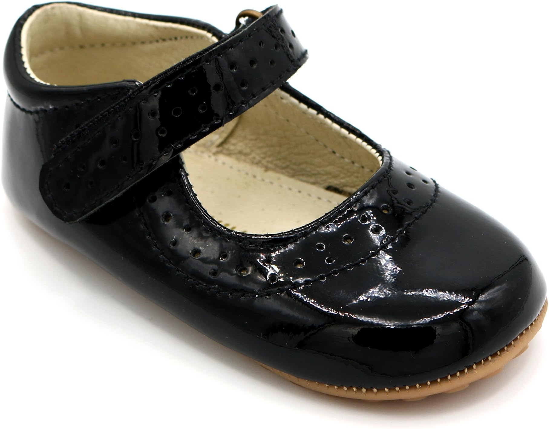 Leather Baby and Toddler Shoes. Mary Jane First Walking Shoes in Patent Black.