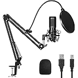 USB Streaming Podcast Microphone Kit,TUOXS Professional 192KHZ/24Bit Studio Cardioid Condenser Computer PC Mic Kit with Sciss