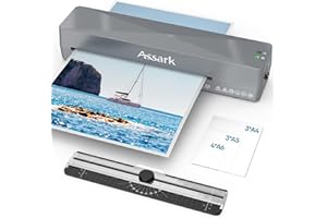 Assark Laminator Machine 9 Inch, laminator with 10 Laminating Sheets, Laminating Machine Quick preheating with Paper Cutter, Low Noise, Plastificadora with ABS Jam Free