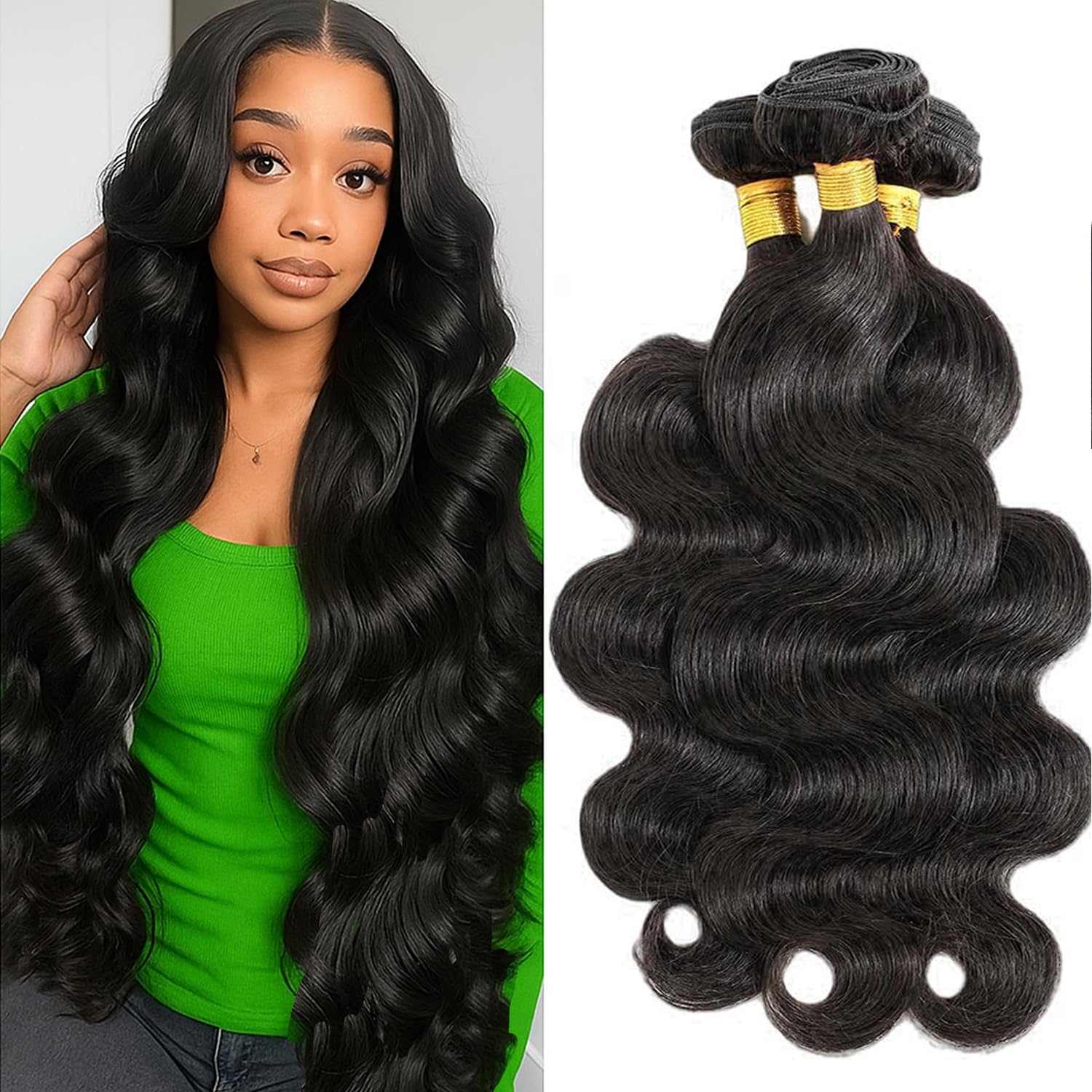 human hair bundles 26 28 30 inch 12a body wave 3 bundles human hair 100% unprocessed virgin hair extensions raw quick weave extensions natural black 26 28 30 new natural black