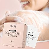 YUCO Travel Body Wash Sheets Travel Pack 25 Sheets,Individual Sachet,for Body Wash,Camellia Japonica Scent,For Gym,Camping,Vacation,Hotels,Hospital,Business Trip,Flight Travel Essentials