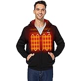 ORORO [Upgraded] 4-Zone Heated Hoodie with Heated Collar, Fleece Full-Zip Heated Sweatshirt Hoodie with Battery