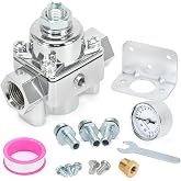 12-803 Adjustable Fuel Pressure Regulator with Gauge, Compatible with Holley and Edelbrock Carburetors, 4.5-9 PSI, 3/8" NPT, 1-in 2-Out