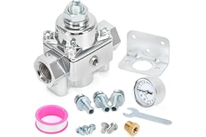FQRANBO 12-803 Adjustable Fuel Pressure Regulator with Gauge, Compatible with Holley and Edelbrock Carburetors, 4.5-9 PSI, 3/8" NPT, 1-in 2-Out