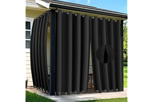 Arfntevss Outdoor Curtains for Patio Waterproof 2 Panels Blackout Extra Wide Curtains with Zipper Top & Bottom Grommet Sun Blocking Outdoor Privacy Drape for Gazebo Porch Pergola (110x96, Black)
