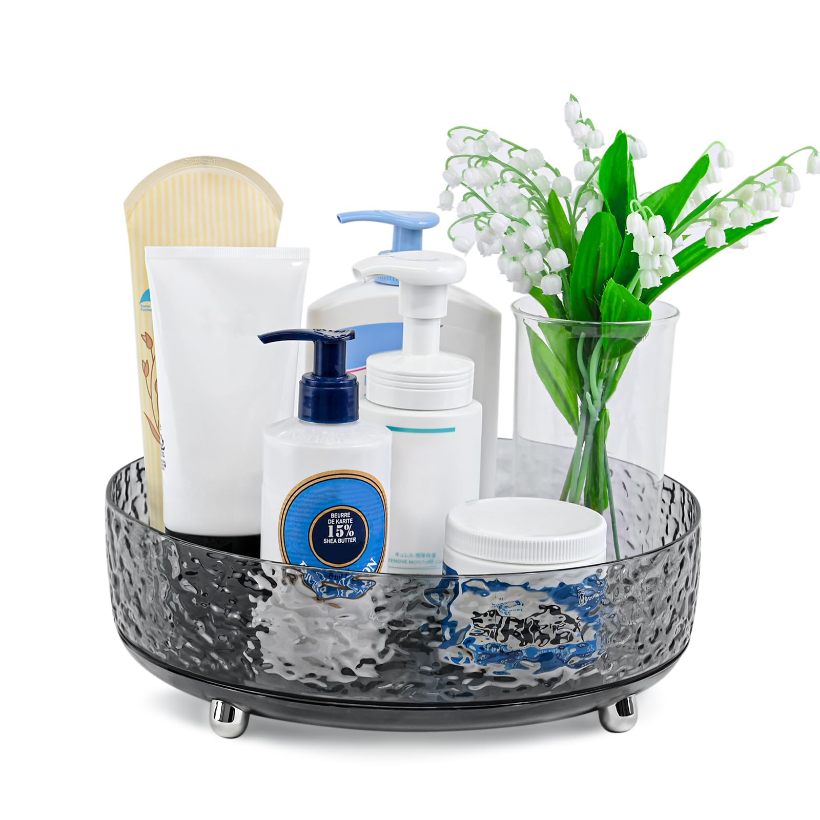 Photo 1 of Makeup Perfume Organizer Tray 360° Rotating Lazy Susan, Spinning Organizer and Skincare & Cosmetics Storage with Large Capacity for Vanity, Kitchen, Bathroom Countertop, Water Ripple