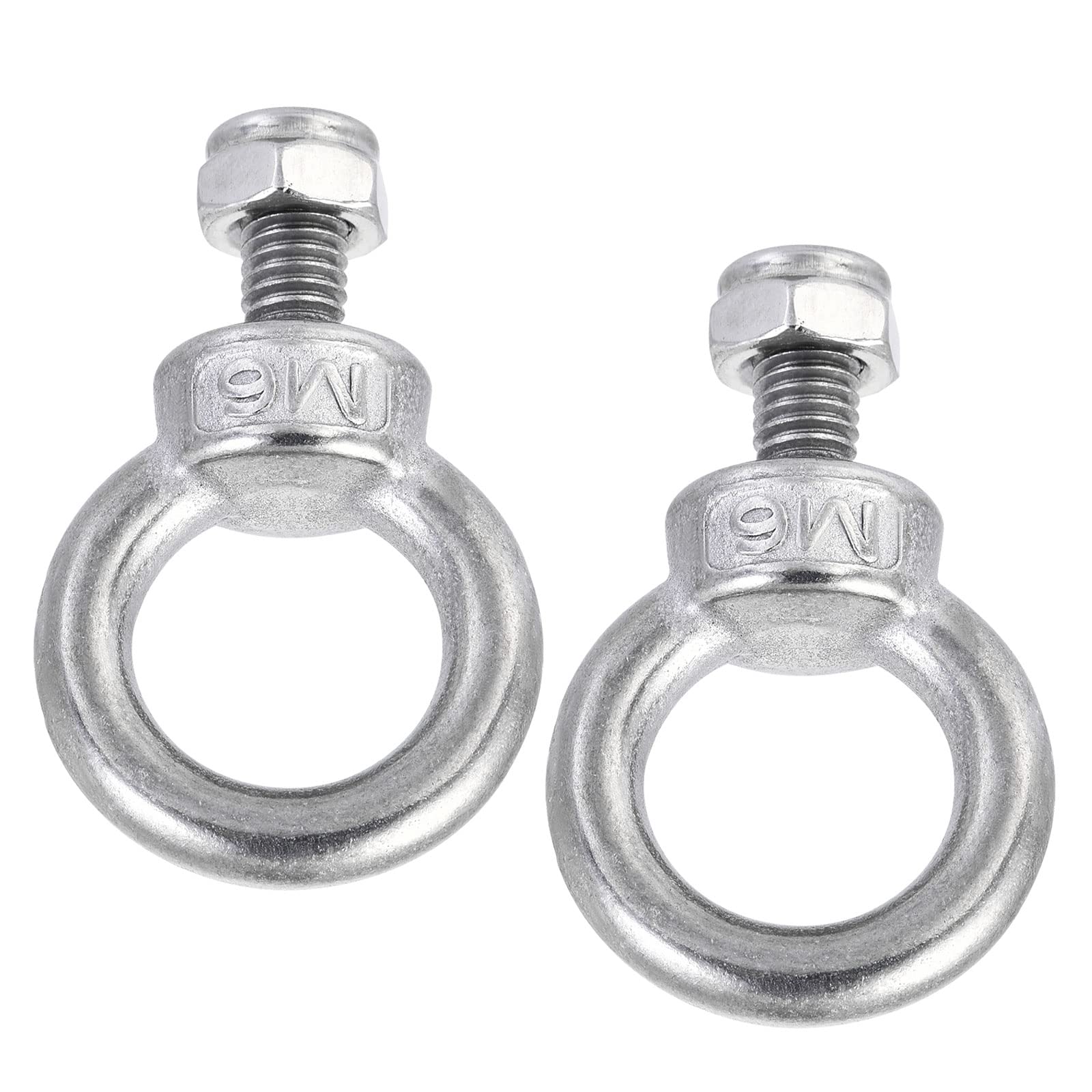 M METERXITY 2 Set Machinery Shoulder Lifting Eye Bolt - Chandelier Fence Stainless Steel Lifting Ring Bolt with Lock Nuts Apply to Wire Rope (M6, Silver)