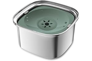 Decflow 3L Dog Water Bowl Stainless Steel Slow Drinking Dog Bowl with Lid, No Spill Water Bowl for Large Dogs Splash Proof Vehicle Carried Travel Pet Water Bowl Dispenser for Messy Drinkers