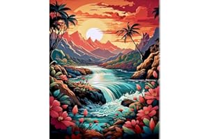 Fuinkqe Paint by Numbers Kit for Adults Beginner - Landscapes Mountain Flowers Paint by Number Canvas Easy DIY Acrylic Paint for Canvas Oil Painting Kits Home Decor Gift, 16x20 Inch