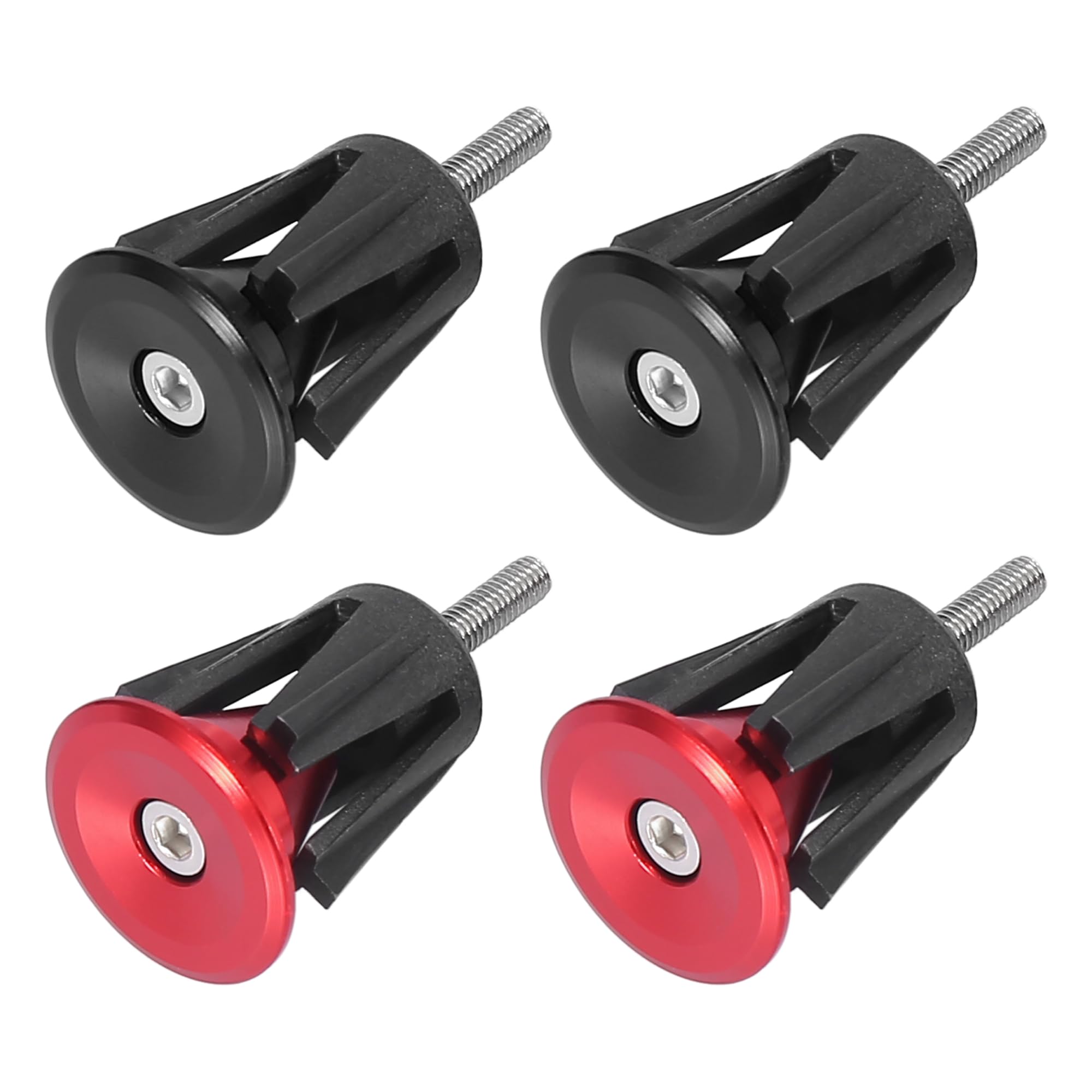 X AUTOHAUX 2 Pairs Aluminum Alloy Bike Handlebar End Plugs Caps Black Red