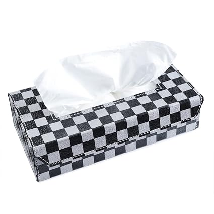 Ecoleatherette Handcrafted Eco-Friendly Napkin box Paper Tissue Holder box (Check. Design)