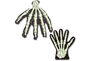 Beistle Skeleton Hand Treat Bags, 9-Inch by 11-Inch, Black/Green/White